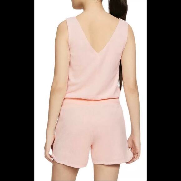 NIKE Girls Heritage Pink Peach Terry Tank Top Romper Shorts Size Large - Picture 13 of 14